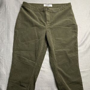 Green Corduroy  High Rise‎ Ankle Skinny Jeans